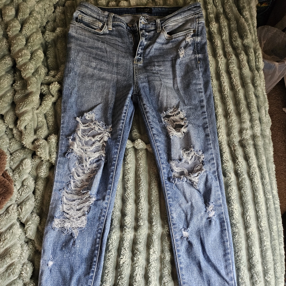 Judy Blue Blue Skinny Jeans with Distressed Details